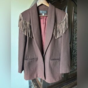 New Frontier Chocolate Fringe Blazer